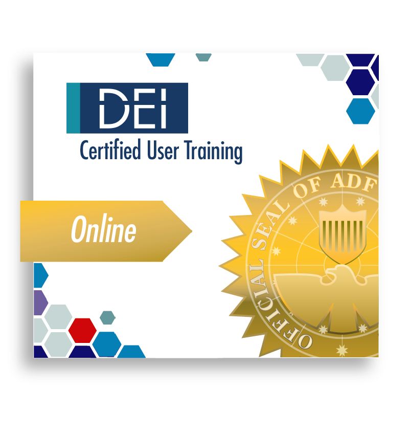 DEI logo Certified User Training Gold Online ribbon with ADF official seal