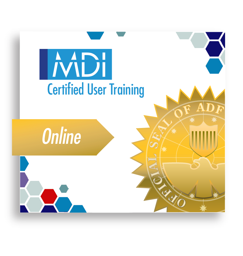 MDI logo Certified User Training Gold Online ribbon with ADF official seal